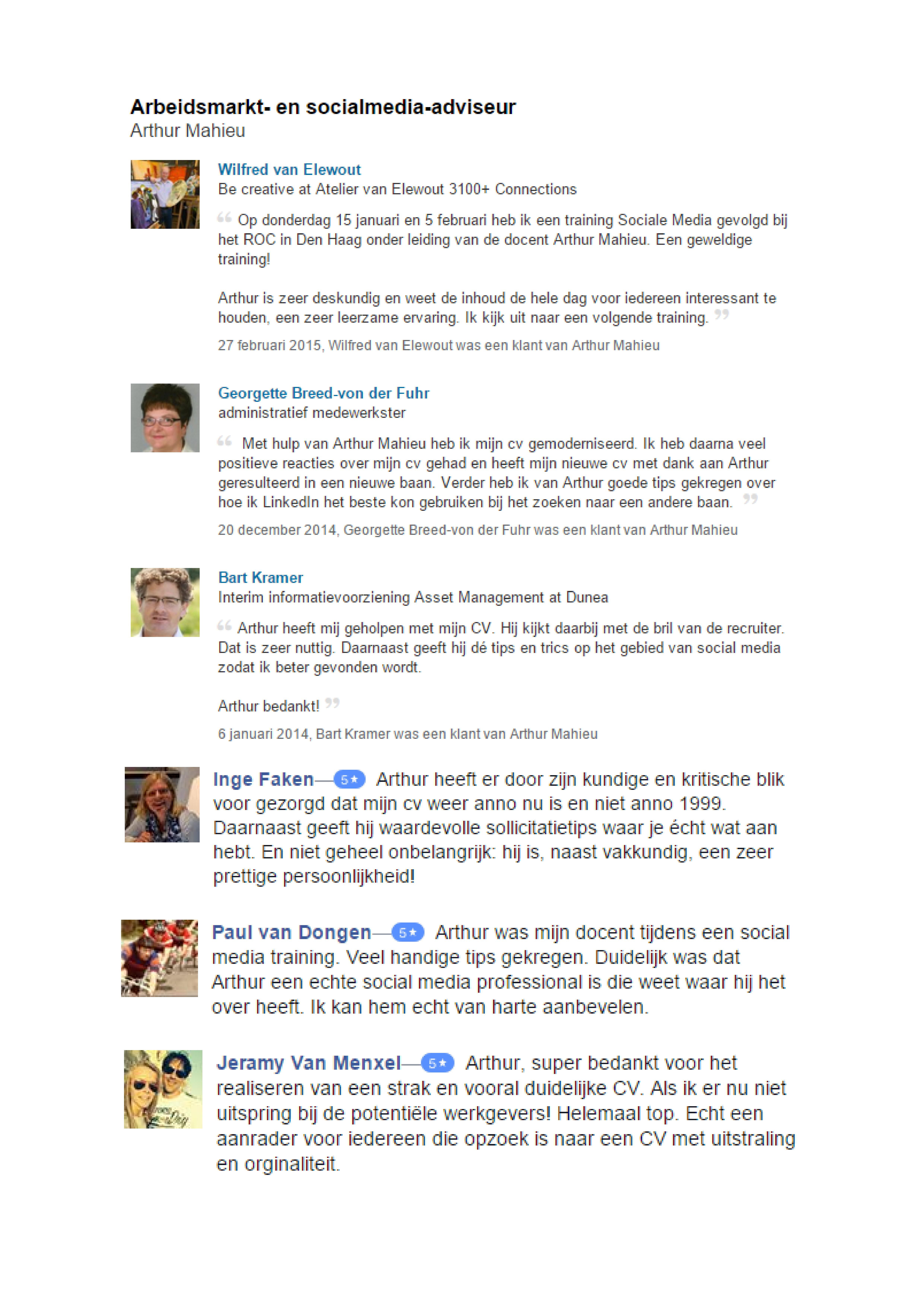 Aanbevelingen website mei 2015